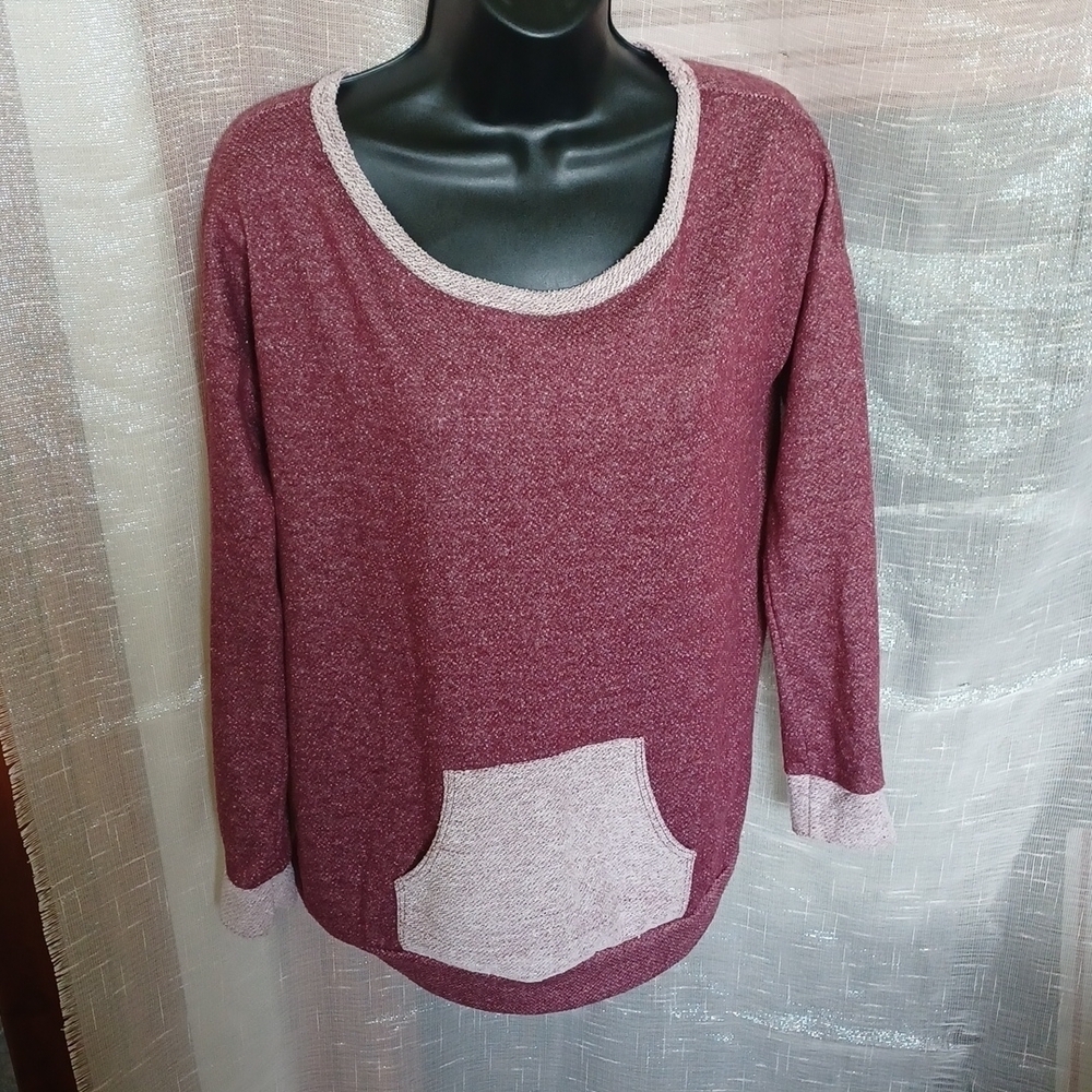 vanilla bay long sleeve maroon shirt, S, front pocket